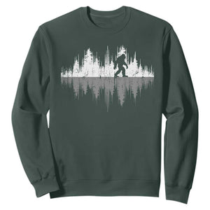 Bigfoot In The Forest Sweatshirt Sasquatch Trees Reflection Wildlife Nature Outdoor Wild Retro TS10 Dark Forest Green Print Your Wear