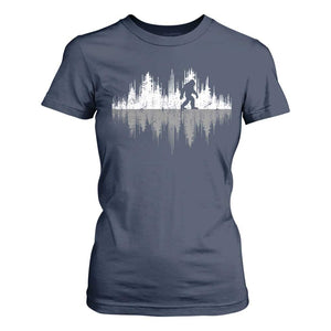 Bigfoot In The Forest T Shirt For Women Sasquatch Trees Reflection Wildlife Nature Outdoor Wild Retro TS10 Navy Print Your Wear