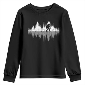Bigfoot In The Forest Youth Sweatshirt Sasquatch Trees Reflection Wildlife Nature Outdoor Wild Retro TS10 Black Print Your Wear