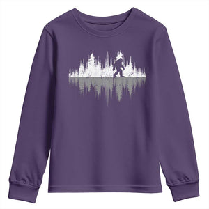 Bigfoot In The Forest Youth Sweatshirt Sasquatch Trees Reflection Wildlife Nature Outdoor Wild Retro TS10 Purple Print Your Wear