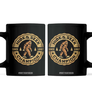 Retro Bigfoot Believer Coffee Mug Undefeated Sasquatch Hide And Seek Cryptozoology TS10 Black Print Your Wear