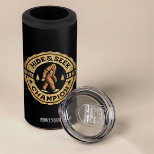 Retro Bigfoot Believer 4 in 1 Can Cooler Tumbler Undefeated Sasquatch Hide And Seek Cryptozoology TS10 Print Your Wear