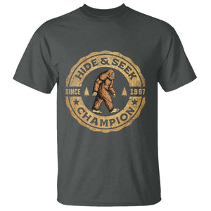 Retro Bigfoot Believer T Shirt Undefeated Sasquatch Hide And Seek Cryptozoology TS10 Dark Heather Print Your Wear