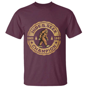 Retro Bigfoot Believer T Shirt Undefeated Sasquatch Hide And Seek Cryptozoology TS10 Maroon Print Your Wear