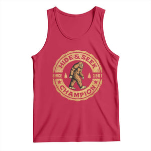 Retro Bigfoot Believer Tank Top Undefeated Sasquatch Hide And Seek Cryptozoology - Print Your Wear