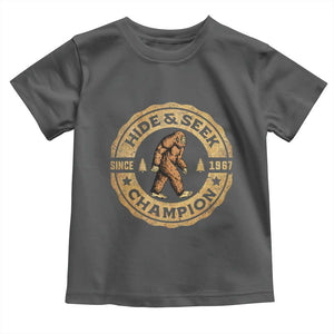 Retro Bigfoot Believer Toddler T Shirt Undefeated Sasquatch Hide And Seek Cryptozoology TS10 Dark Heather Print Your Wear