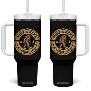 Retro Bigfoot Believer Tumbler With Handle Undefeated Sasquatch Hide And Seek Cryptozoology TS10 One Size: 40 oz Black Print Your Wear