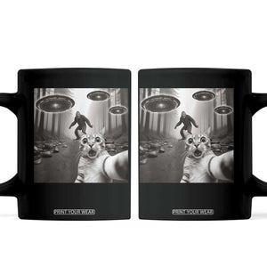 Cat Selfie With Bigfoot UFO Coffee Mug Funny Cat Lover Gifts TS10 Black Print Your Wear