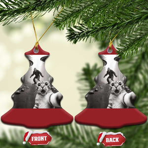 Cat Selfie With Bigfoot UFO Christmas Ornament Funny Cat Lover Gifts TS10 Christmas Tree Red Print Your Wear