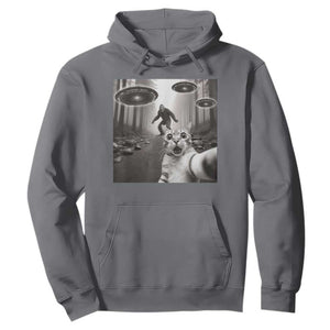 Cat Selfie With Bigfoot UFO Hoodie Funny Cat Lover Gifts TS10 Charcoal Print Your Wear