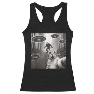 Cat Selfie With Bigfoot UFO Racerback Tank Top Funny Cat Lover Gifts TS10 Black Print Your Wear