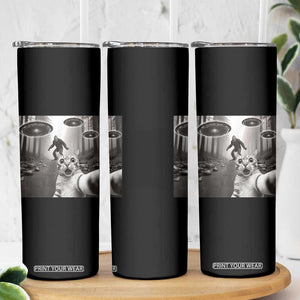 Cat Selfie With Bigfoot UFO Skinny Tumbler Funny Cat Lover Gifts TS10 Print Your Wear