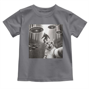 Cat Selfie With Bigfoot UFO Toddler T Shirt Funny Cat Lover Gifts TS10 Charcoal Print Your Wear