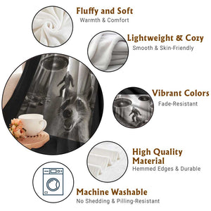 Raccoon Selfie With Bigfoot UFO Throw Blanket Funny Feral Lover Gifts TS10 Print Your Wear