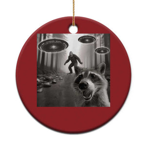 Raccoon Selfie With Bigfoot UFO Christmas Ornament Funny Feral Lover Gifts TS10 Print Your Wear