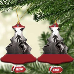 Raccoon Selfie With Bigfoot UFO Christmas Ornament Funny Feral Lover Gifts TS10 Christmas Tree Red Print Your Wear