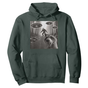 Raccoon Selfie With Bigfoot UFO Hoodie Funny Feral Lover Gifts TS10 Dark Forest Green Print Your Wear