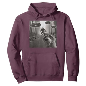 Raccoon Selfie With Bigfoot UFO Hoodie Funny Feral Lover Gifts TS10 Maroon Print Your Wear