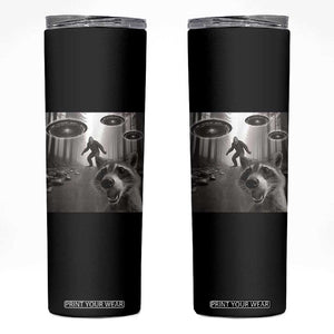 Raccoon Selfie With Bigfoot UFO Skinny Tumbler Funny Feral Lover Gifts TS10 Black Print Your Wear