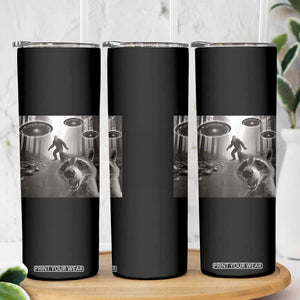 Raccoon Selfie With Bigfoot UFO Skinny Tumbler Funny Feral Lover Gifts TS10 Print Your Wear
