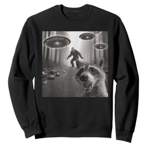 Raccoon Selfie With Bigfoot UFO Sweatshirt Funny Feral Lover Gifts TS10 Black Print Your Wear