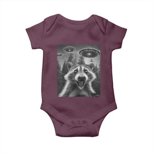 Racoon Meme Baby Onesie Selfie With Alien UFO TS10 Maroon Print Your Wear