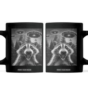 Racoon Meme Coffee Mug Selfie With Alien UFO TS10 Black Print Your Wear