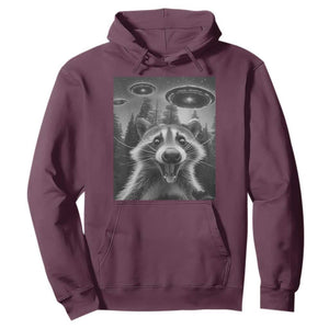 Racoon Meme Hoodie Selfie With Alien UFO TS10 Maroon Print Your Wear