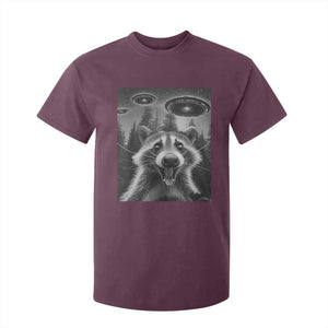 Racoon Meme T Shirt For Kid Selfie With Alien UFO TS10 Maroon Print Your Wear