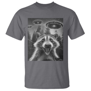 Racoon Meme T Shirt Selfie With Alien UFO TS10 Charcoal Print Your Wear