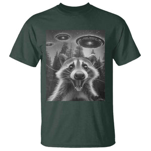 Racoon Meme T Shirt Selfie With Alien UFO TS10 Dark Forest Green Print Your Wear