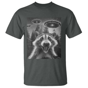 Racoon Meme T Shirt Selfie With Alien UFO TS10 Dark Heather Print Your Wear