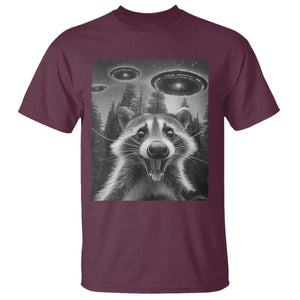 Racoon Meme T Shirt Selfie With Alien UFO TS10 Maroon Print Your Wear