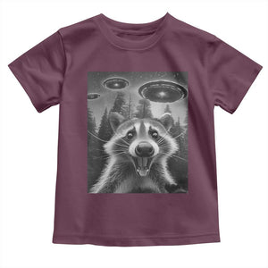 Racoon Meme Toddler T Shirt Selfie With Alien UFO TS10 Maroon Print Your Wear