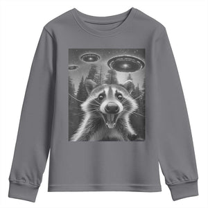 Racoon Meme Youth Sweatshirt Selfie With Alien UFO TS10 Charcoal Print Your Wear