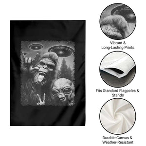 Bigfoot Selfie With Alien Garden Flag UFO Funny Sasquatch Rock On Hand Sign TS10 Print Your Wear