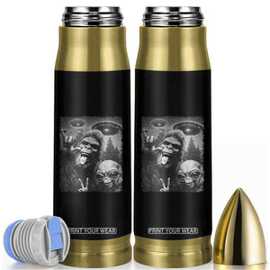 Bigfoot Selfie With Alien Bullet Tumbler UFO Funny Sasquatch Rock On Hand Sign TS10 Black Print Your Wear