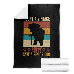 Vintage Adopt a Senior Dog Throw Blanket Rescue Animal Adoption Old Dog Shelter Pet TS10 Black Print Your Wear