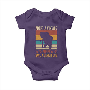 Vintage Adopt a Senior Dog Baby Onesie Rescue Animal Adoption Old Dog Shelter Pet TS10 Purple Print Your Wear