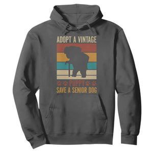 Vintage Adopt a Senior Dog Hoodie Rescue Animal Adoption Old Dog Shelter Pet TS10 Dark Heather Print Your Wear
