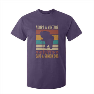 Vintage Adopt a Senior Dog T Shirt For Kid Rescue Animal Adoption Old Dog Shelter Pet TS10 Purple Print Your Wear