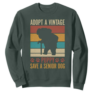 Vintage Adopt a Senior Dog Sweatshirt Rescue Animal Adoption Old Dog Shelter Pet TS10 Dark Forest Green Print Your Wear
