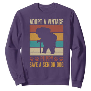 Vintage Adopt a Senior Dog Sweatshirt Rescue Animal Adoption Old Dog Shelter Pet TS10 Purple Print Your Wear