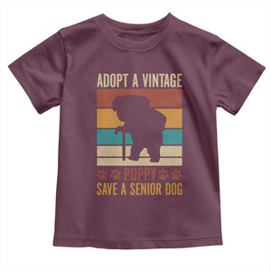 Vintage Adopt a Senior Dog Toddler T Shirt Rescue Animal Adoption Old Dog Shelter Pet TS10 Maroon Print Your Wear