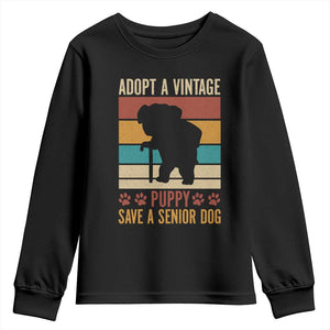 Vintage Adopt a Senior Dog Youth Sweatshirt Rescue Animal Adoption Old Dog Shelter Pet TS10 Black Print Your Wear