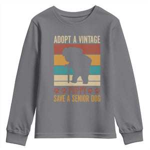 Vintage Adopt a Senior Dog Youth Sweatshirt Rescue Animal Adoption Old Dog Shelter Pet TS10 Charcoal Print Your Wear