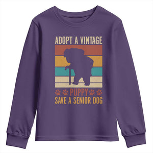 Vintage Adopt a Senior Dog Youth Sweatshirt Rescue Animal Adoption Old Dog Shelter Pet TS10 Purple Print Your Wear