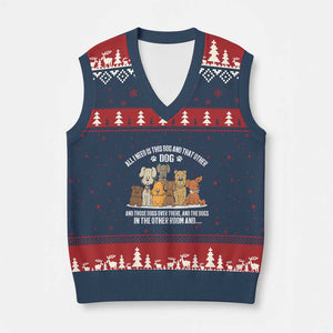 Funny Dog Lover V-Neck Knit Sweater Vest Fur Mama Dad Dog Rescue TS10 Navy Red Print Your Wear