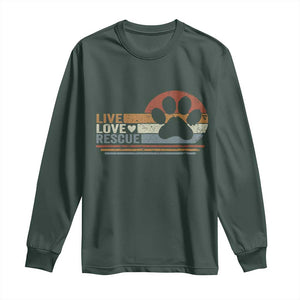 Vintage Adopt A Shelter Pet Long Sleeve Shirt Live Love Rescue Cat Dog Adoption Animal Rescue TS10 Dark Forest Green Print Your Wear