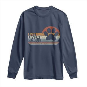 Vintage Adopt A Shelter Pet Long Sleeve Shirt Live Love Rescue Cat Dog Adoption Animal Rescue TS10 Navy Print Your Wear